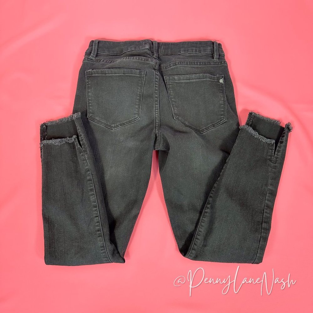 Rachel Roy Skinny High Rise Raw Step Hem Jeans Black - Picture 6 of 8